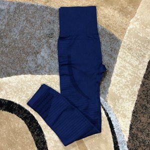 Women’s Blue High Waisted Seamless Leggings, Small